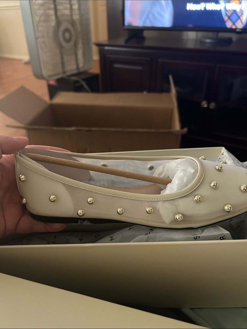 Yosi Samra Cream Mesh Sadie Stud Ballet- new with tags-size 6